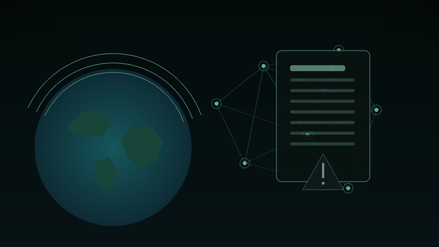 GreyAlien editorial illustration of a connected globe, strategic network and policy document representing global-security analysis of a hypothetical UAP technology arms race.